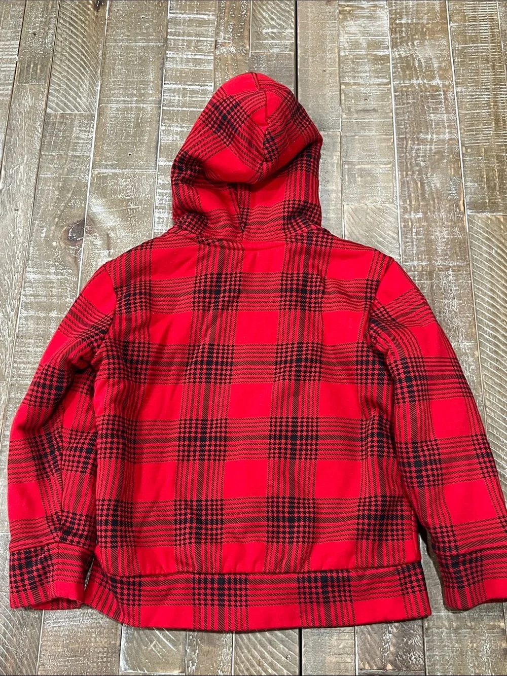Old Navy Red and Black Plaid Hooded Jacket- Boy’s